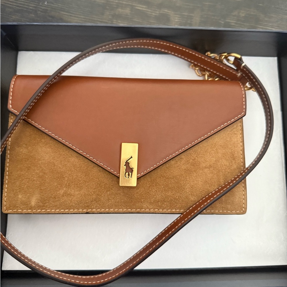 Ralph Lauren Tan and Brown Mini Chain Crossbody - Picture 2 of 8